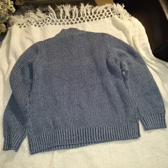 Heather Blue 3/4 Zip Up Knitted Sweater - Picture 5 of 7